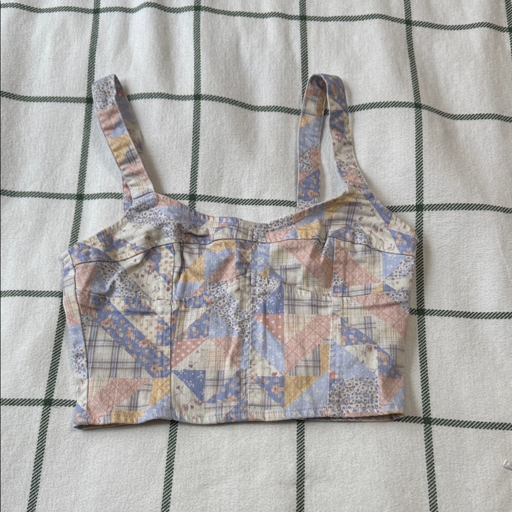 Forever 21 Pastel Patchwork Crop Top